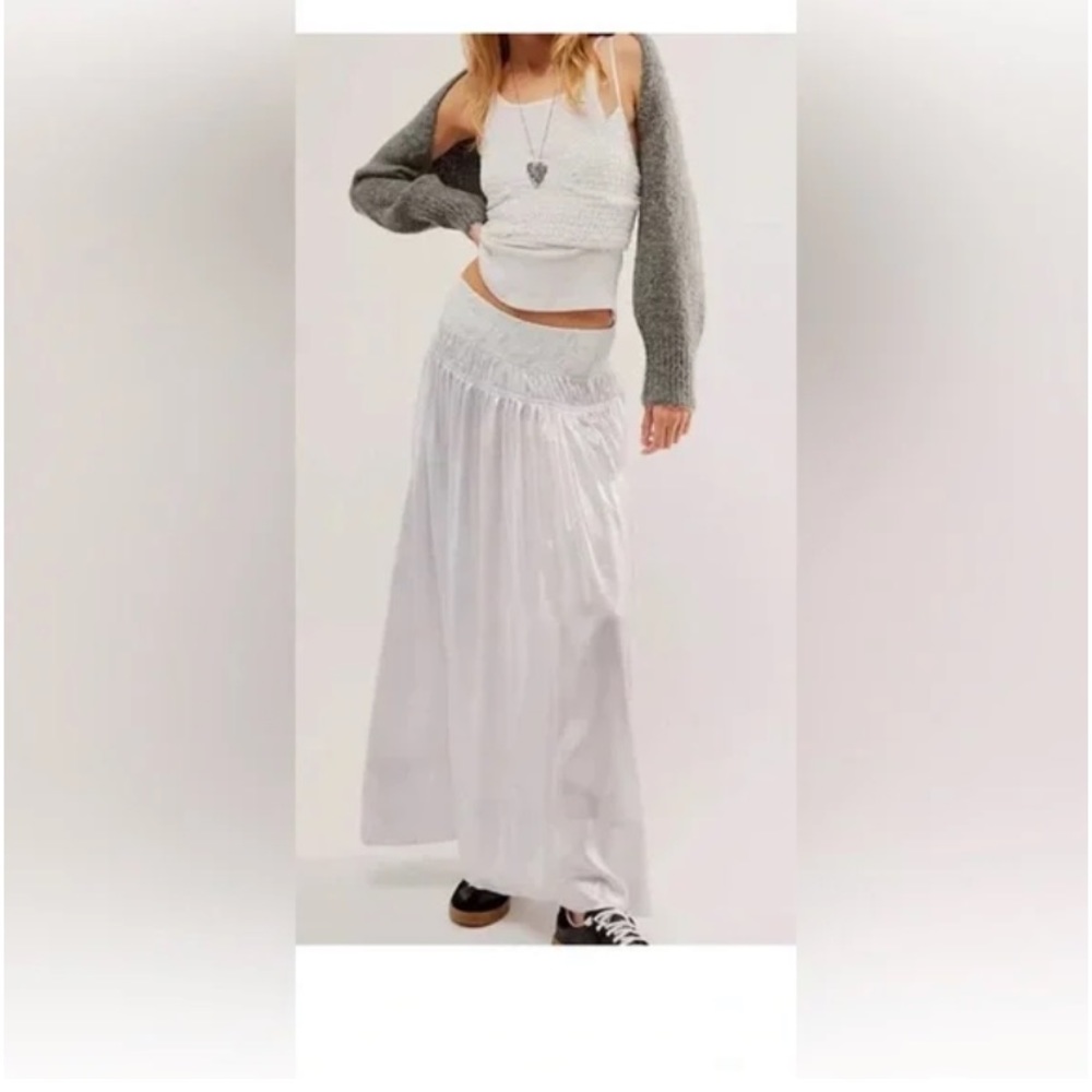 Free People Two Piece Aster Set Silver Maxi Skirt with Bralette size XS